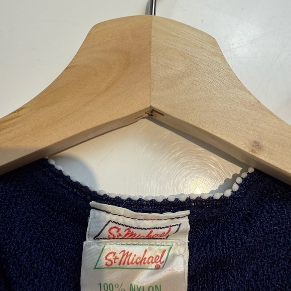 Vintage 70's Navy Blue Double Knit Top Short Sleeve Size Small - Picture 3 of 7